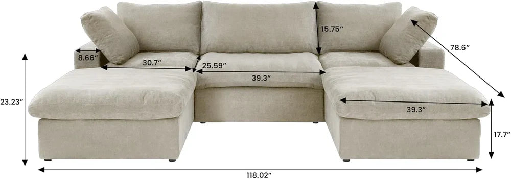 5 Piece U Shape Sectional
