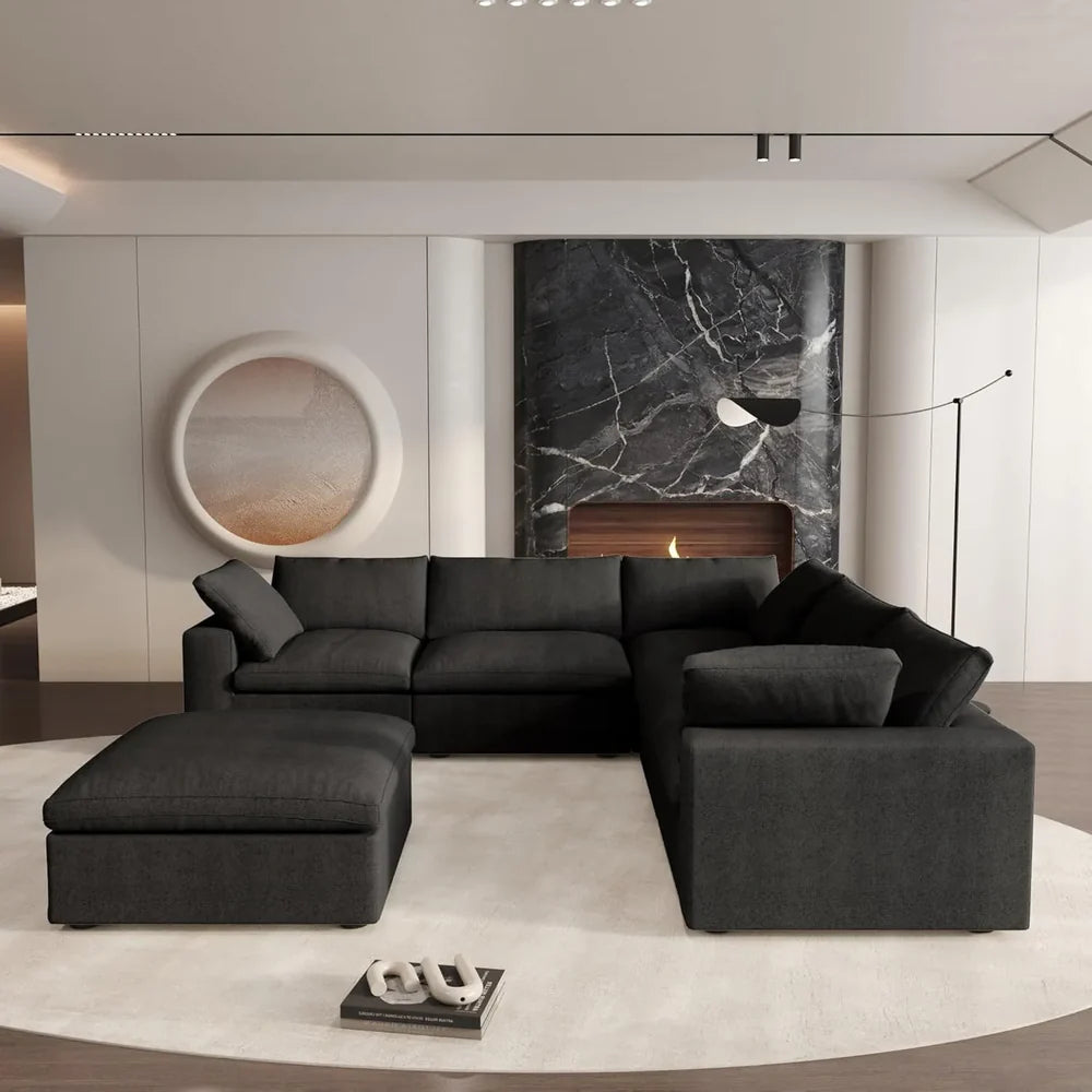 Six Piece Corner Sectional & Storage Ottoman