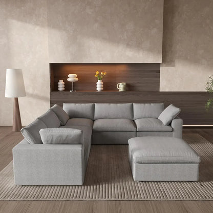 Six Piece Corner Sectional & Storage Ottoman