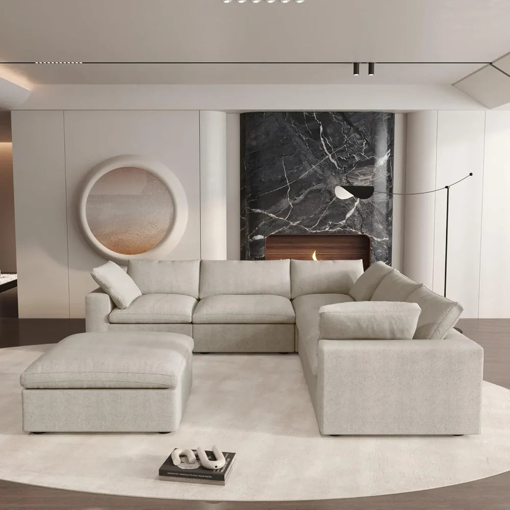 Six Piece Corner Sectional & Storage Ottoman