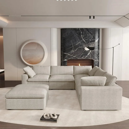 Six Piece Corner Sectional & Storage Ottoman